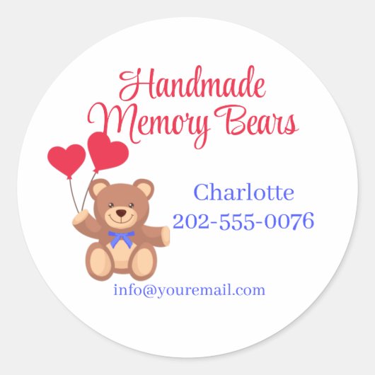 Handgemaakte Teddy Memory Beer Business Ronde Sticker (Voorkant)