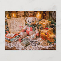 Handgemaakte teddybeer met kerstcadeaus en knus 