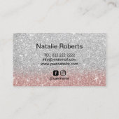 Handgemaakte tekst Moderne Roos Gold Silver Glitte Visitekaartje (Achterkant)