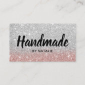 Handgemaakte tekst Moderne Roos Gold Silver Glitte Visitekaartje (Voorkant)