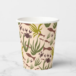 Handgemaakte unieke Zee Dream Fishes and Crabs cup Papieren Bekers