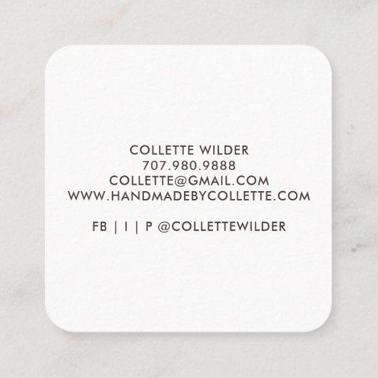 Handgemaakte ventilator Logo Vierkante Visitekaartje (Achterkant)