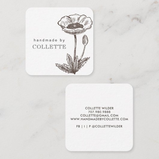 Handgemaakte ventilator Logo Vierkante Visitekaartje (Voorkant / Achterkant)