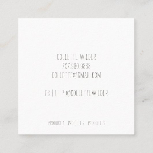 Handgemaakte ventilator Logo Vierkante Visitekaartje (Achterkant)