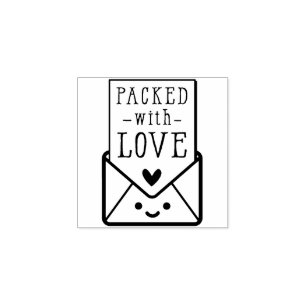 HANDGEMAAKTE VERPAKKING schattig verpakt met liefd Rubberstempel