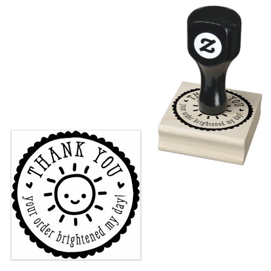 HANDGEMAAKTE VERPAKKING schattige zon dank u Rubberstempel (Gestempeld)