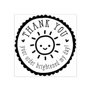 HANDGEMAAKTE VERPAKKING schattige zon dank u Rubberstempel