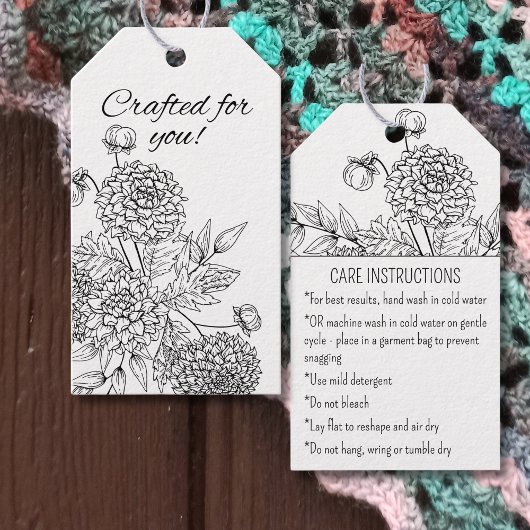 Handgemaakte Verzorgingsinstructies Landelijk Bloe Cadeaulabel
