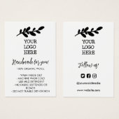 Handgemaakte wasinstructies Sociale media Logo Visitekaartje (Voorkant /achterkant)