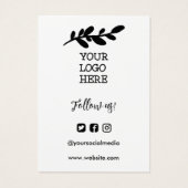 Handgemaakte wasinstructies Sociale media Logo Visitekaartje (Achterkant)