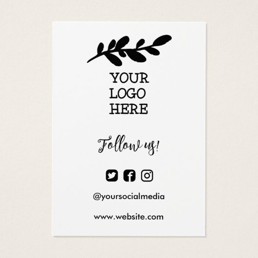 Handgemaakte wasinstructies Sociale media Logo Visitekaartje (Achterkant)