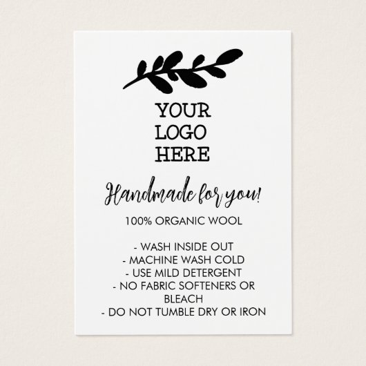 Handgemaakte wasinstructies Sociale media Logo Visitekaartje (Voorkant)
