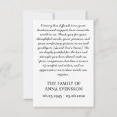 Handgemaakte Waterverf begrafenis bedankkaart (Achterkant)