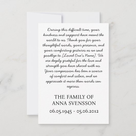 Handgemaakte Waterverf begrafenis bedankkaart (Achterkant)