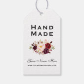 Handgemaakte Waterverf Bourgondische bloemige Labe Cadeaulabel (Voorkant)