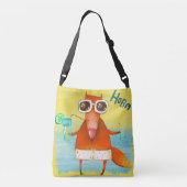 Handgemaakte Waterverf Funny Fox Crossbody Tas (Achterkant)
