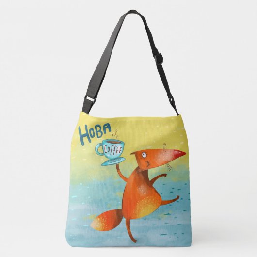 Handgemaakte Waterverf Funny Fox Crossbody Tas (Achterkant)