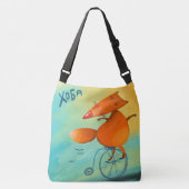 Handgemaakte Waterverf Funny Fox Crossbody Tas (Voorkant)