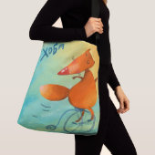 Handgemaakte Waterverf Funny Fox Crossbody Tas (Dichtbij)