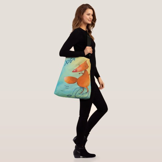 Handgemaakte Waterverf Funny Fox Crossbody Tas (Op model)