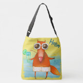 Handgemaakte Waterverf Funny Fox Crossbody Tas (Achterkant)