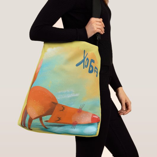 Handgemaakte Waterverf Funny Fox Crossbody Tas (Dichtbij)