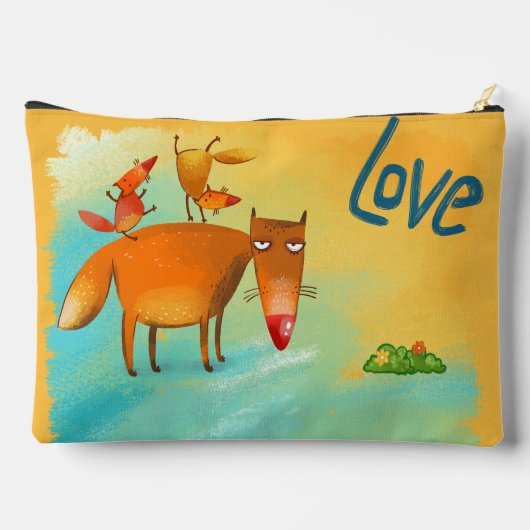 Handgemaakte Waterverf Funny Fox Etui (Achterkant)