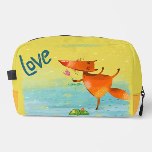 Handgemaakte Waterverf Funny Fox Toilettasje (Voorkant)