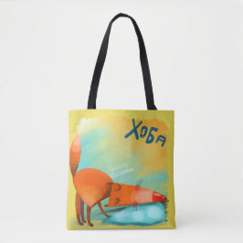 Handgemaakte Waterverf Funny Fox Tote Bag