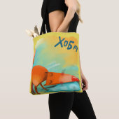 Handgemaakte Waterverf Funny Fox Tote Bag (Dichtbij)