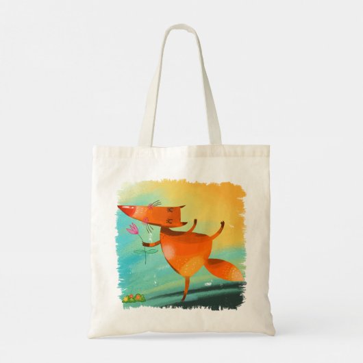 Handgemaakte Waterverf Funny Fox Tote Bag (Achterkant)