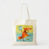 Handgemaakte Waterverf Funny Fox Tote Bag (Voorkant)