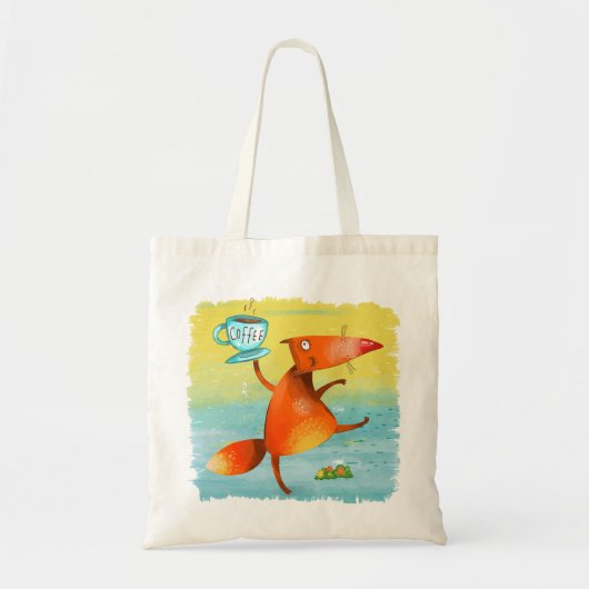 Handgemaakte Waterverf Funny Fox Tote Bag (Voorkant)