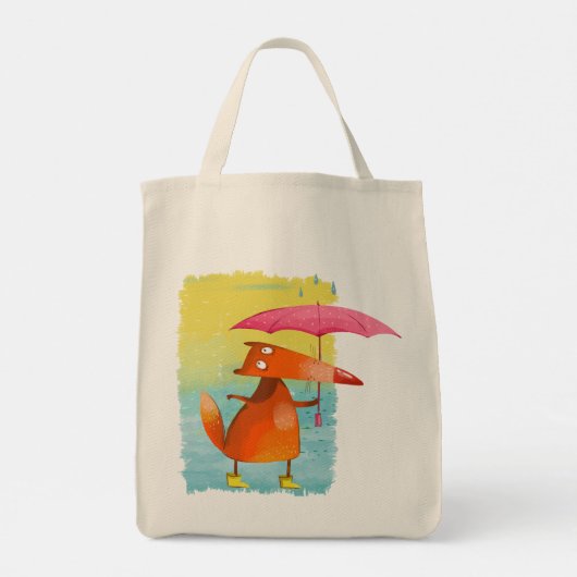 Handgemaakte Waterverf Funny Fox Tote Bag (Achterkant)