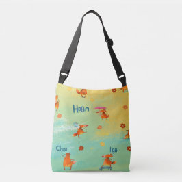 Handgemaakte Waterverf illustratie Funny Fox Crossbody Tas