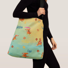 Handgemaakte Waterverf illustratie Funny Fox Crossbody Tas
