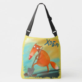 Handgemaakte Waterverf illustratie Funny Fox Crossbody Tas