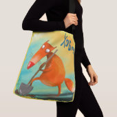 Handgemaakte Waterverf illustratie Funny Fox Crossbody Tas (Dichtbij)