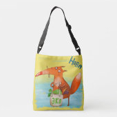 Handgemaakte Waterverf illustratie Funny Fox Crossbody Tas (Achterkant)