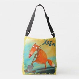 Handgemaakte Waterverf illustratie Funny Fox Crossbody Tas