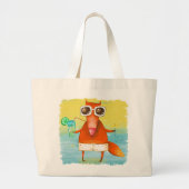 Handgemaakte Waterverf illustratie Funny Fox Grote Tote Bag (Voorkant)