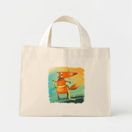 Handgemaakte Waterverf illustratie Funny Fox Mini Tote Bag