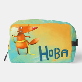 Handgemaakte Waterverf illustratie Funny Fox Toilettasje