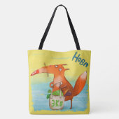 Handgemaakte Waterverf illustratie Funny Fox Tote Bag (Achterkant)
