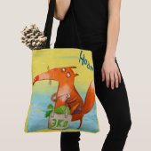 Handgemaakte Waterverf illustratie Funny Fox Tote Bag (Dichtbij)