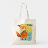 Handgemaakte Waterverf illustratie Funny Fox Tote Bag (Achterkant)