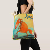 Handgemaakte Waterverf illustratie Funny Fox Tote Bag (Dichtbij)