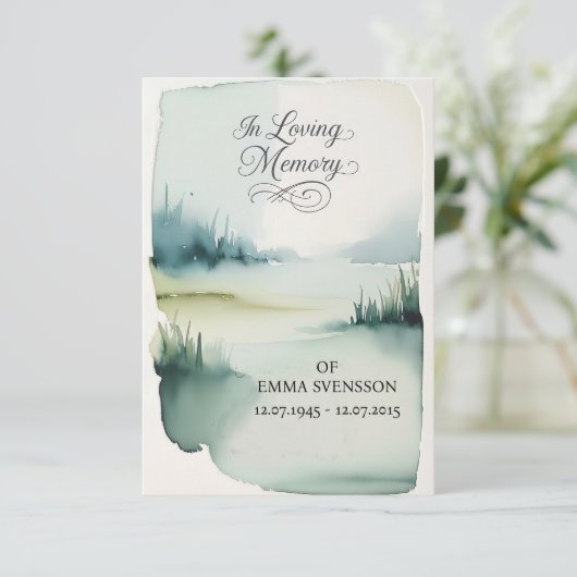 Handgemaakte Waterverf minimalistische begrafenisu Kaart (Staand voorkant)