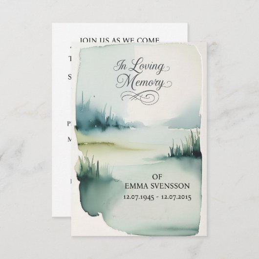 Handgemaakte Waterverf minimalistische begrafenisu Kaart (Voorkant / Achterkant)