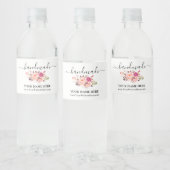 Handgemaakte Waterverf Roze Floral etiket op doos (Flessen)